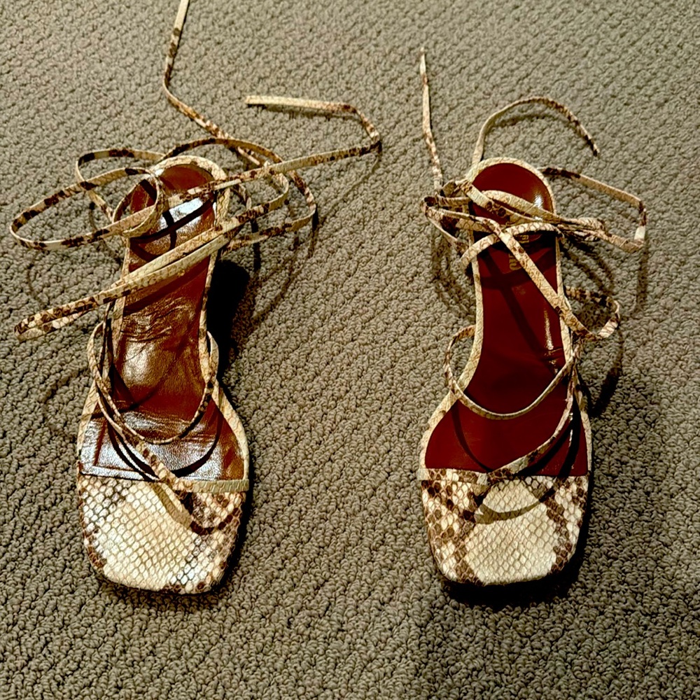 Paris texas lizard lace up ankle sandals 39